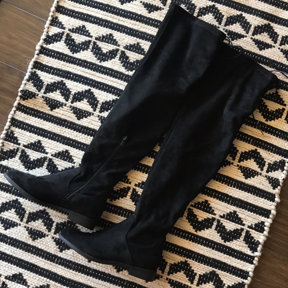 Over the Knee Slouchy Black Suede Boots -Like New!